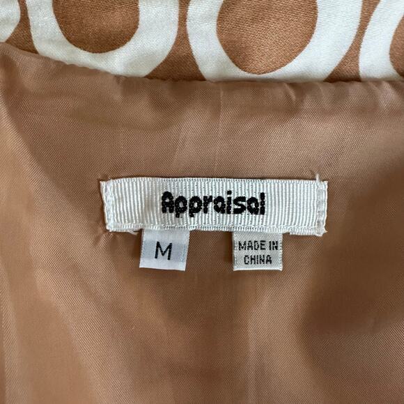 Appraisal Retro Mod Circle Print Coat Jacket Brown White Medium - Picture 5 of 11